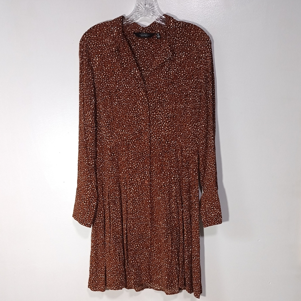 Paris Atelier & other stories collared button front print Dress in Brown Size 6